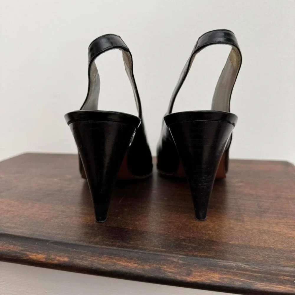 Vintage Italian Leather Peeptoe Heel size 8 slingback designer - Picture 6 of 6